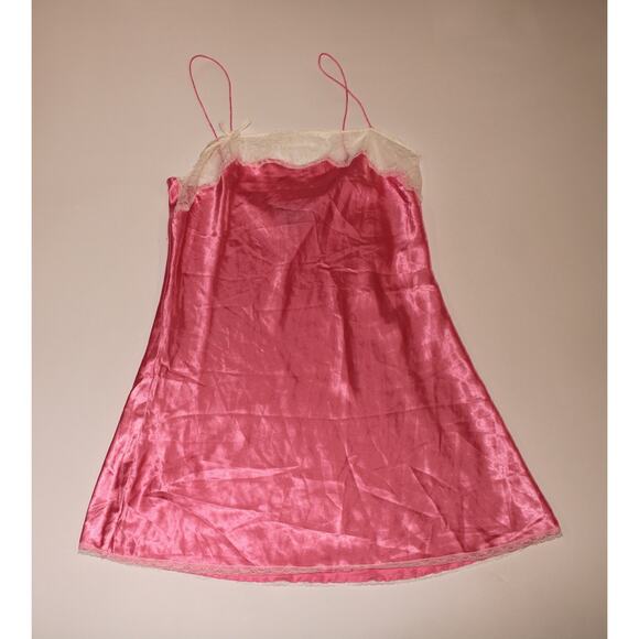 Victorias Secret Barbiecore Hot Pink Slip With White Lace Size M - Picture 1 of 5